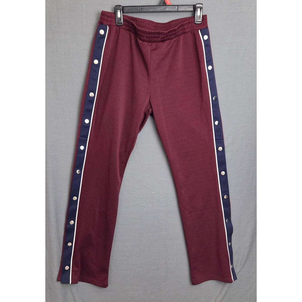 Freshman 1996 Burgundy Snap Button Side Stripe Track Pants Medium Retro 90s